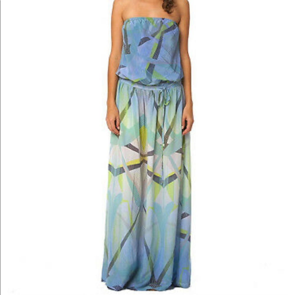Gypsy 05 EOS Printed Silk Tube Maxi Dress Blue Lavender